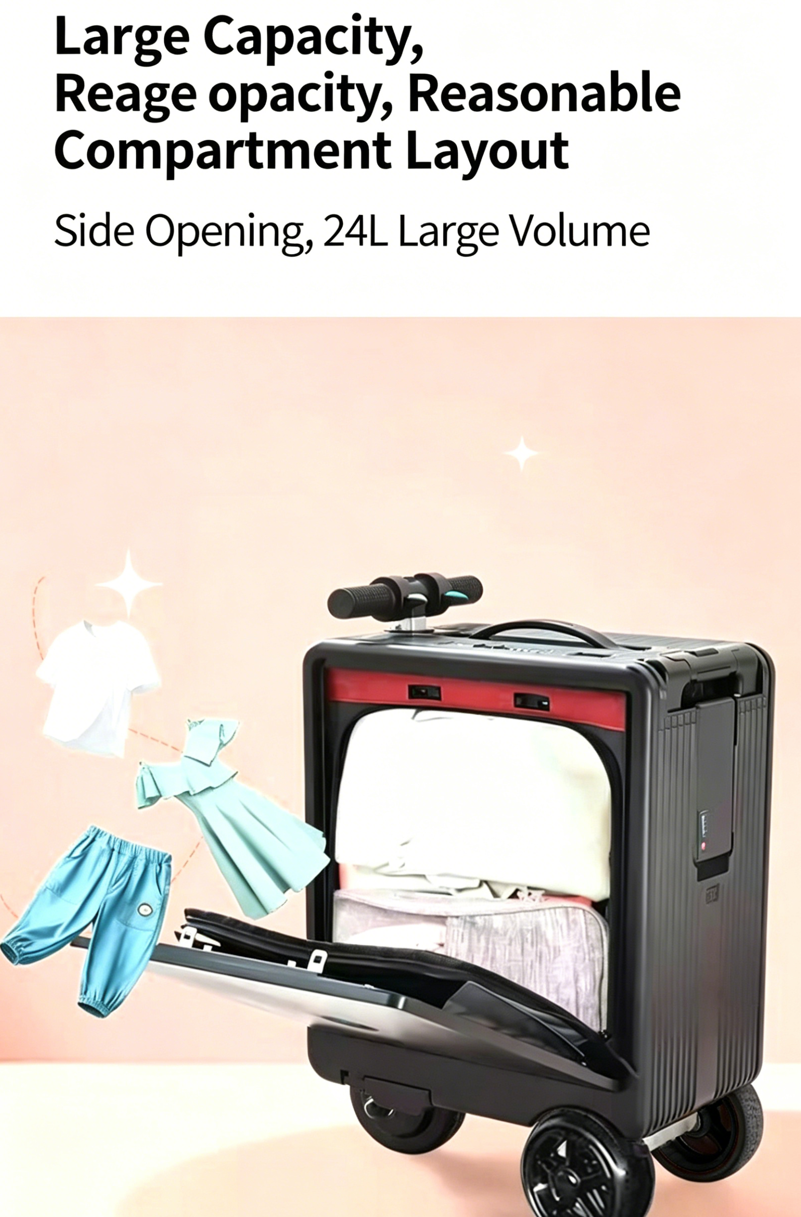 【DUDTN】Built-in capacity of 20 liters. Intelligent electric cycling suitcase can be used for human transportation, tie rod password case,                                               large capacity universal wheel business suitcase.