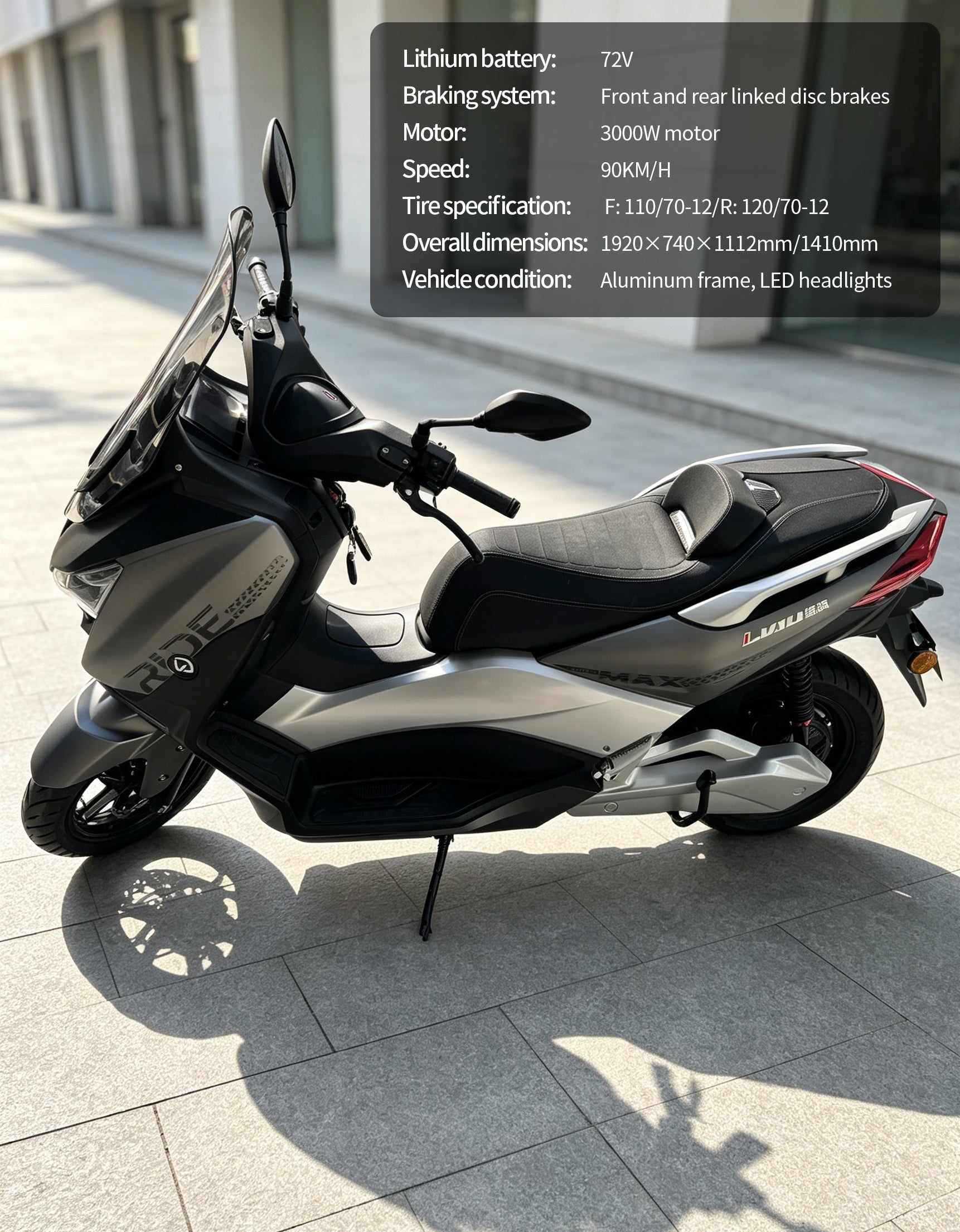 【DUDTN】3000W High Speed Maxi Electric Scooter Motorcycle | 90KM/H Max Speed, Over 180KM Range, Front & Rear Linked Disc Brakes Adult Touring E-Bike Free shipping, no additional fees.