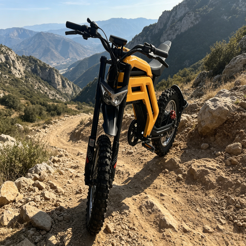 【DUDTN】Heavy Duty Off-Road Electric Motorcycle 52V 28Ah Off-Road Electric Dirt Bike, 70km/h Top Speed 60km Long Range Mountain E-Bike, Full Suspension Electric Motorcycle for Adults