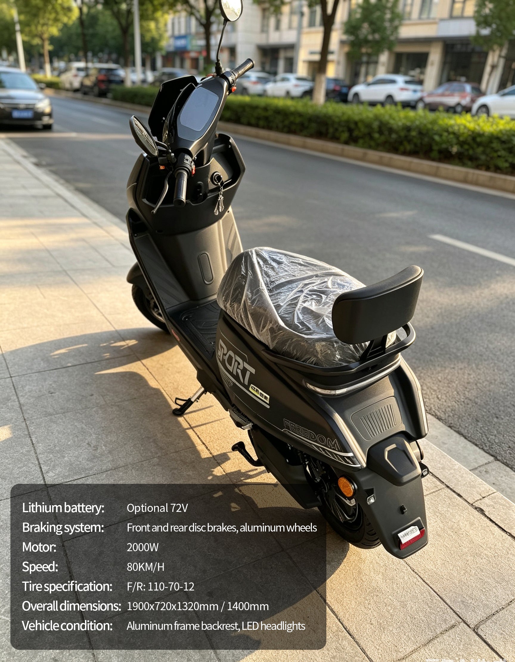 【DUDTN】2000W High Speed Electric Scooter Motorcycle | 80km/h Max Speed, Available options. Range, Front & Rear Disc Brakes Adult E-Bike Free shipping, no additional fees.