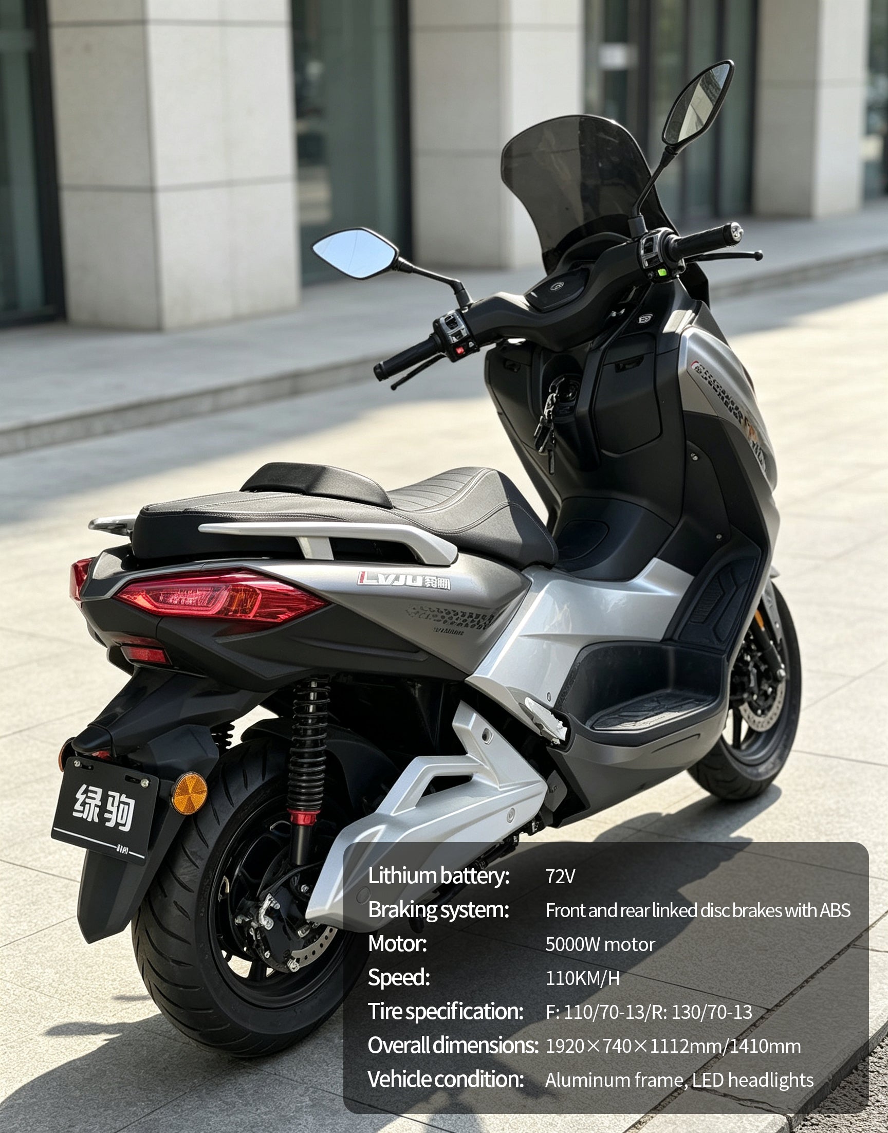 【DUDTN】5000W High Speed Maxi Scooter Electric Motorcycle | 120KM/H Top Speed, Over 250KM Range, 72V60AH Lithium Battery, ABS Linked Disc Brakes Adult E-Scooter Free shipping, no additional fees.