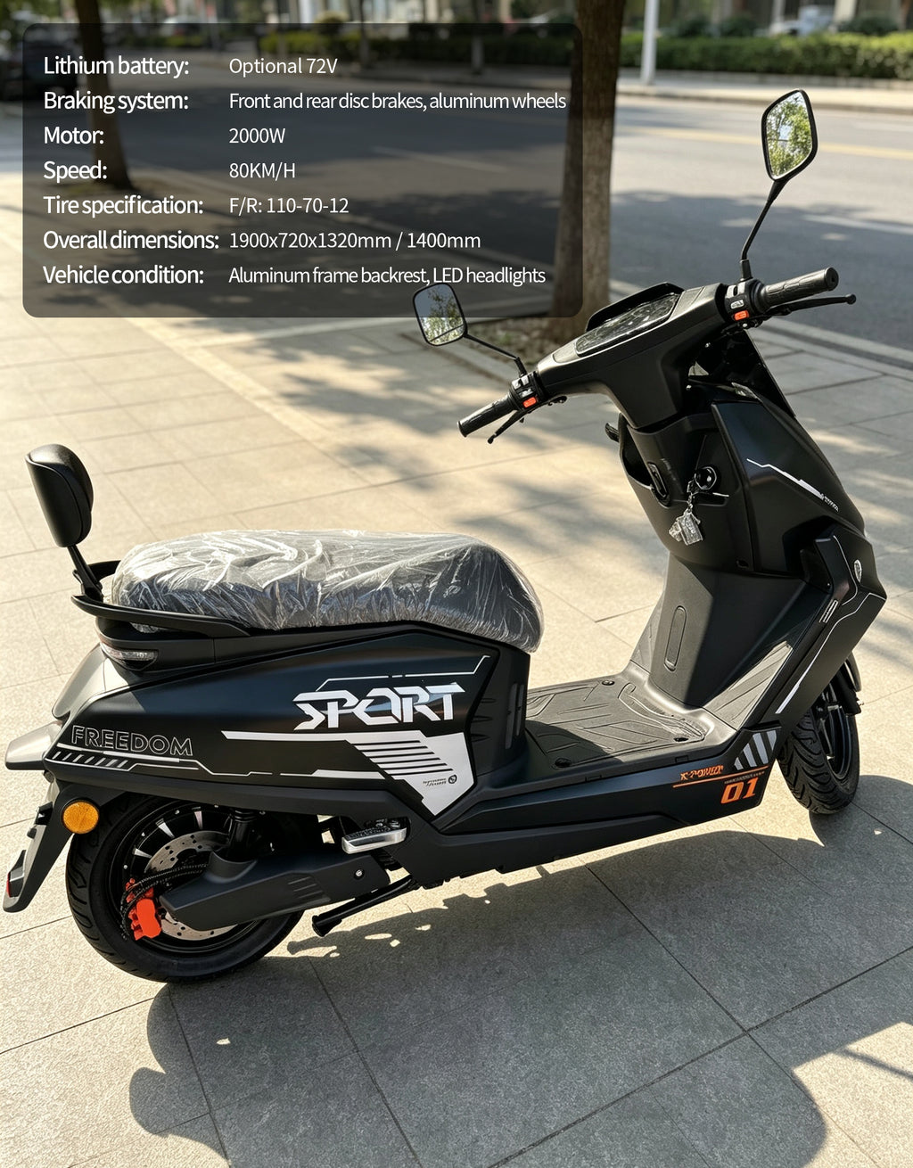 【DUDTN】2000W High Speed Electric Scooter Motorcycle | 80km/h Max Speed, Available options. Range, Front & Rear Disc Brakes Adult E-Bike Free shipping, no additional fees.