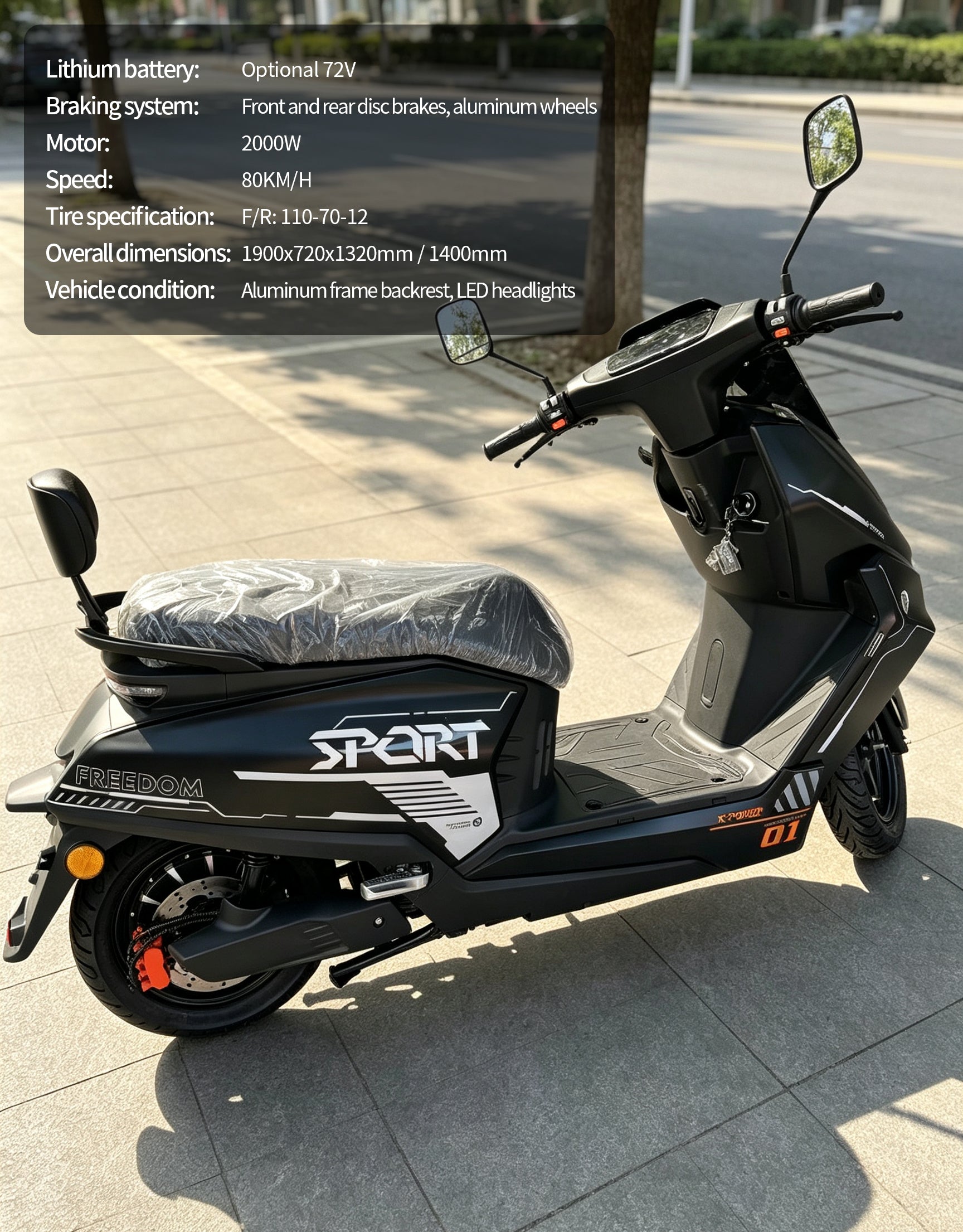 【DUDTN】2000W High Speed Electric Scooter Motorcycle | 80km/h Max Speed, Available options. Range, Front & Rear Disc Brakes Adult E-Bike Free shipping, no additional fees.