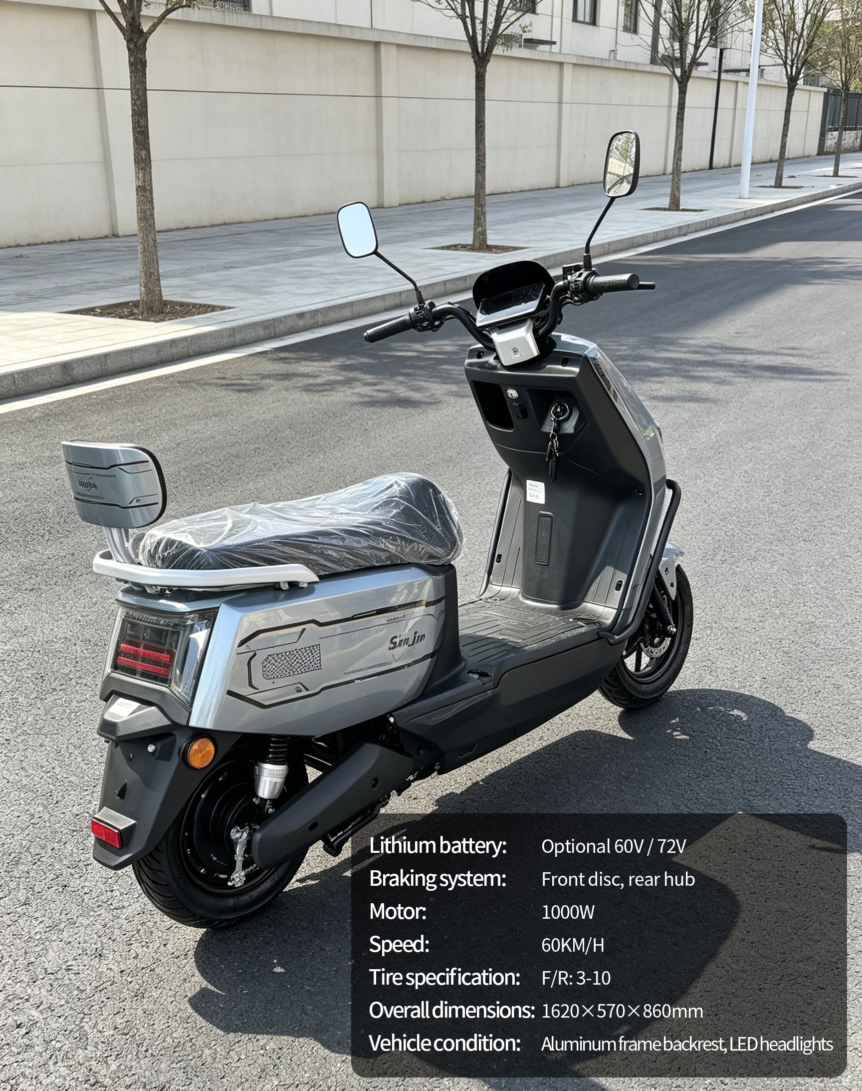 【DUDTN】1000W Adult Electric Scooter Motorcycle | Max Speed 60KM/H, Available options.Range, Front Disc Brake Commuter E-Bike with LED Headlight & Backrest Free shipping, no additional fees.
