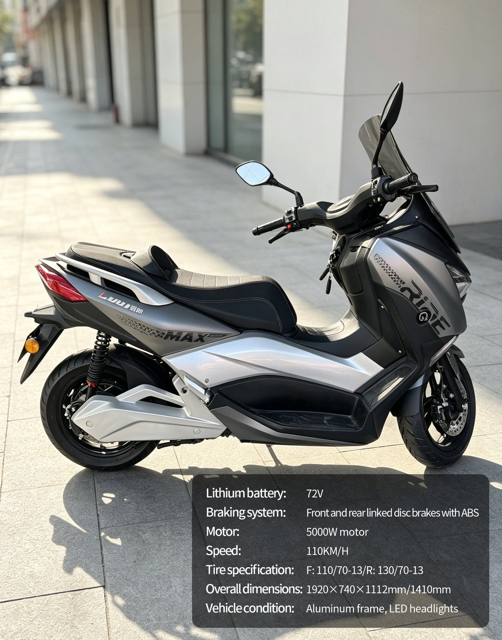 【DUDTN】5000W High Speed Maxi Scooter Electric Motorcycle | 120KM/H Top Speed, Over 250KM Range, 72V60AH Lithium Battery, ABS Linked Disc Brakes Adult E-Scooter Free shipping, no additional fees.