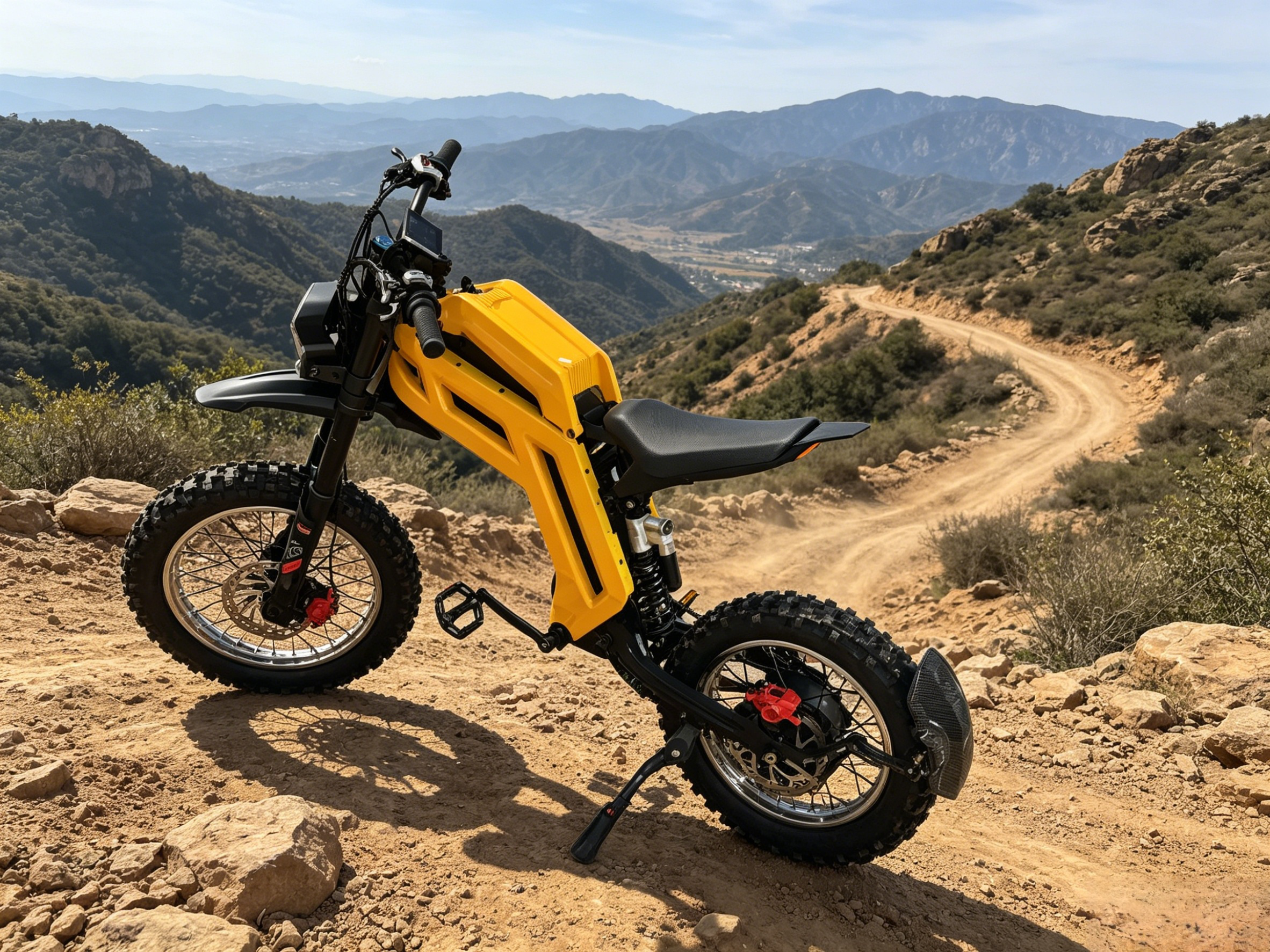 【DUDTN】Heavy Duty Off-Road Electric Motorcycle 52V 28Ah Off-Road Electric Dirt Bike, 70km/h Top Speed 60km Long Range Mountain E-Bike, Full Suspension Electric Motorcycle for Adults