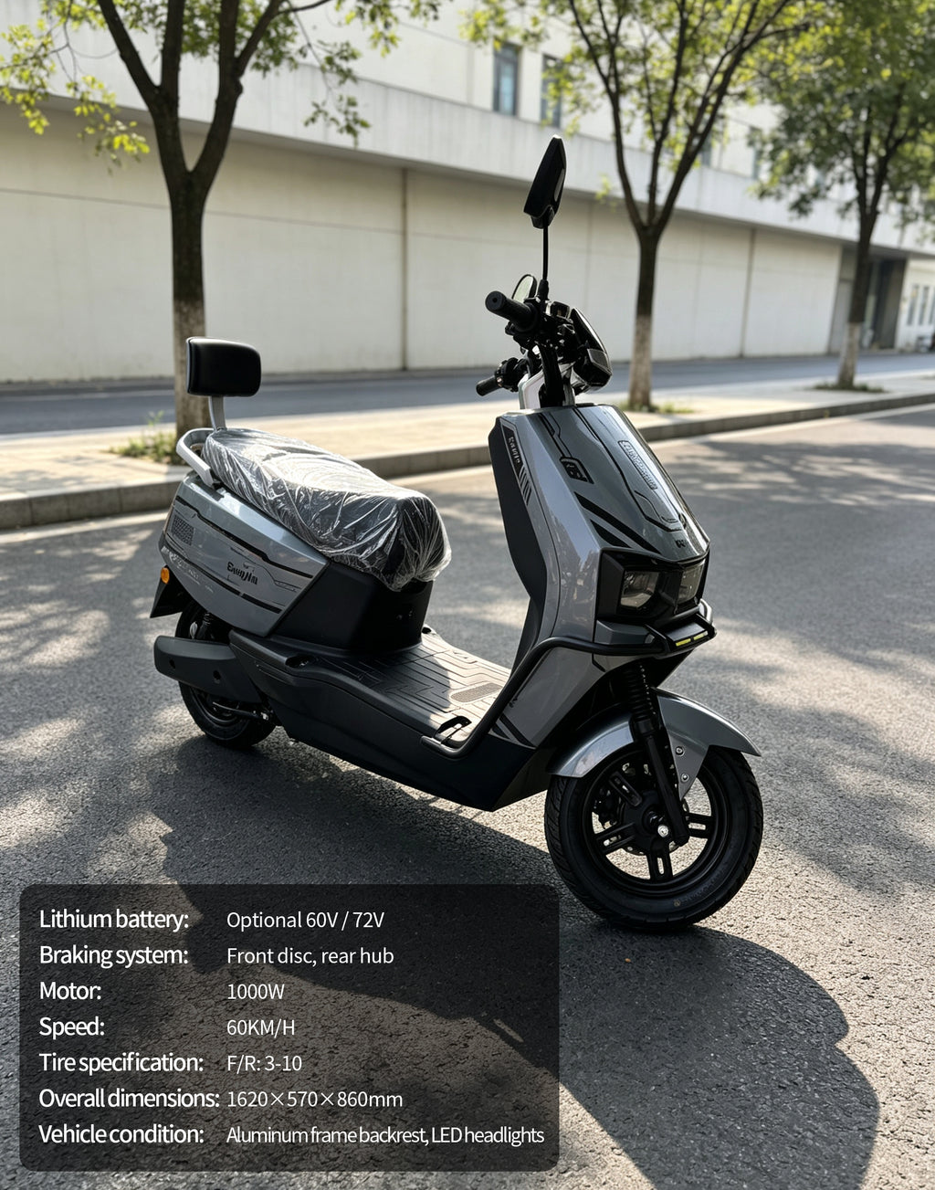 【DUDTN】1000W Adult Electric Scooter Motorcycle | Max Speed 60KM/H, Available options.Range, Front Disc Brake Commuter E-Bike with LED Headlight & Backrest Free shipping, no additional fees.