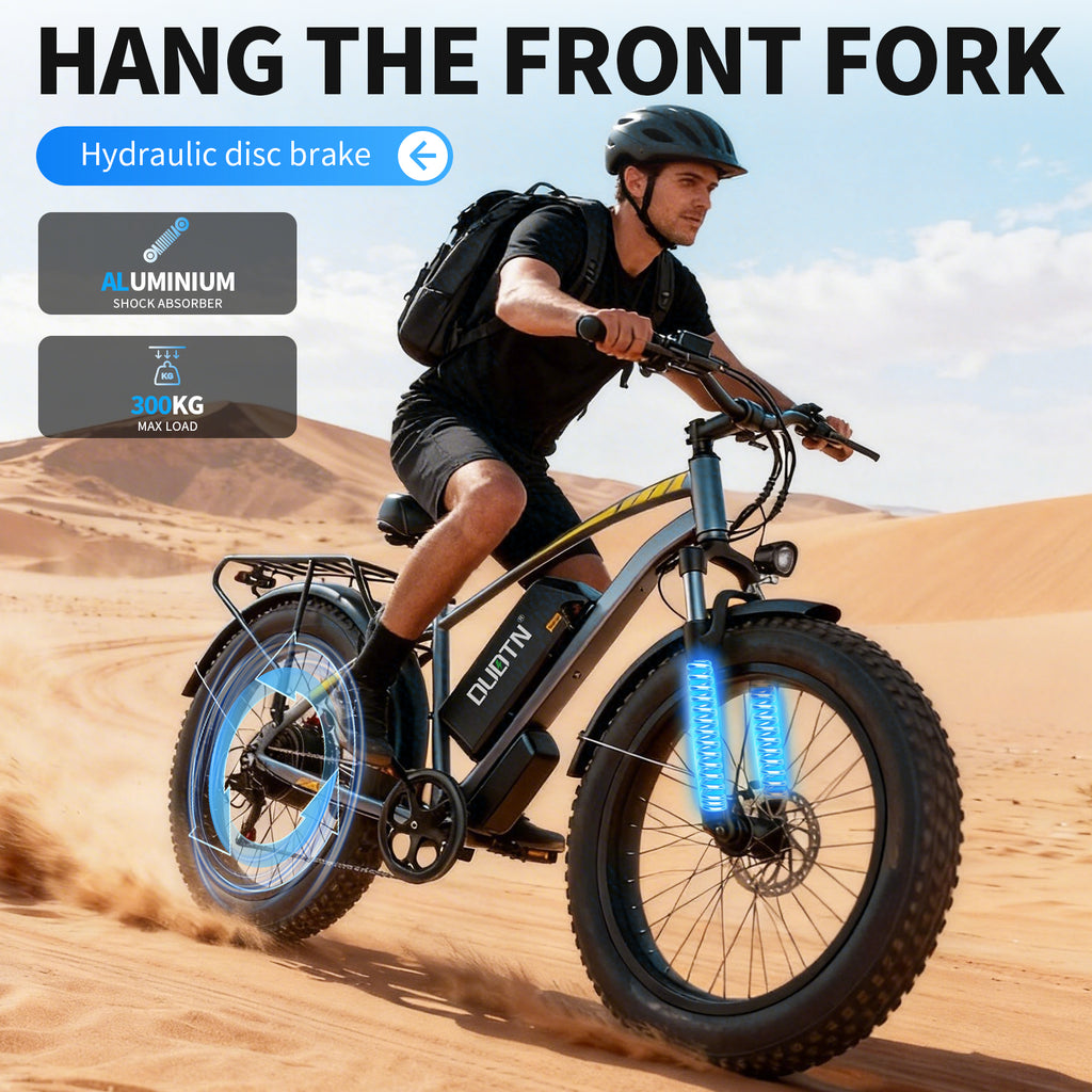 【DUDTN】 1500W Fat Tire Electric Bike, 48V 18.2AH Detachable Battery 50KM/H 26"×4.0 All Terrain E-Bike, Aluminum Frame Hydraulic Disc Brake Electric Mountain Bicycle