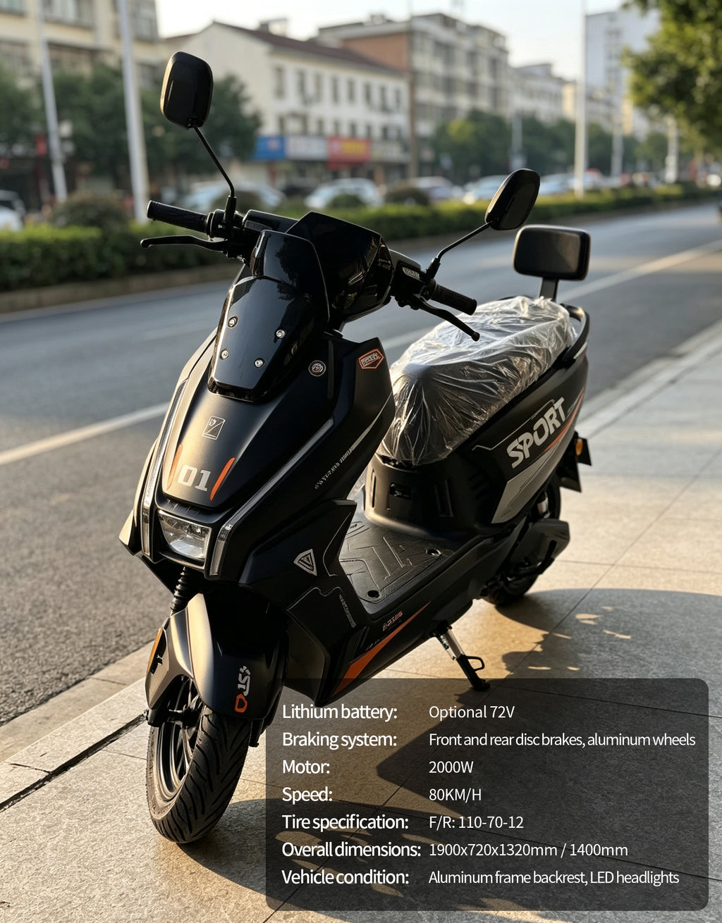 【DUDTN】2000W High Speed Electric Scooter Motorcycle | 80km/h Max Speed, Available options. Range, Front & Rear Disc Brakes Adult E-Bike Free shipping, no additional fees.