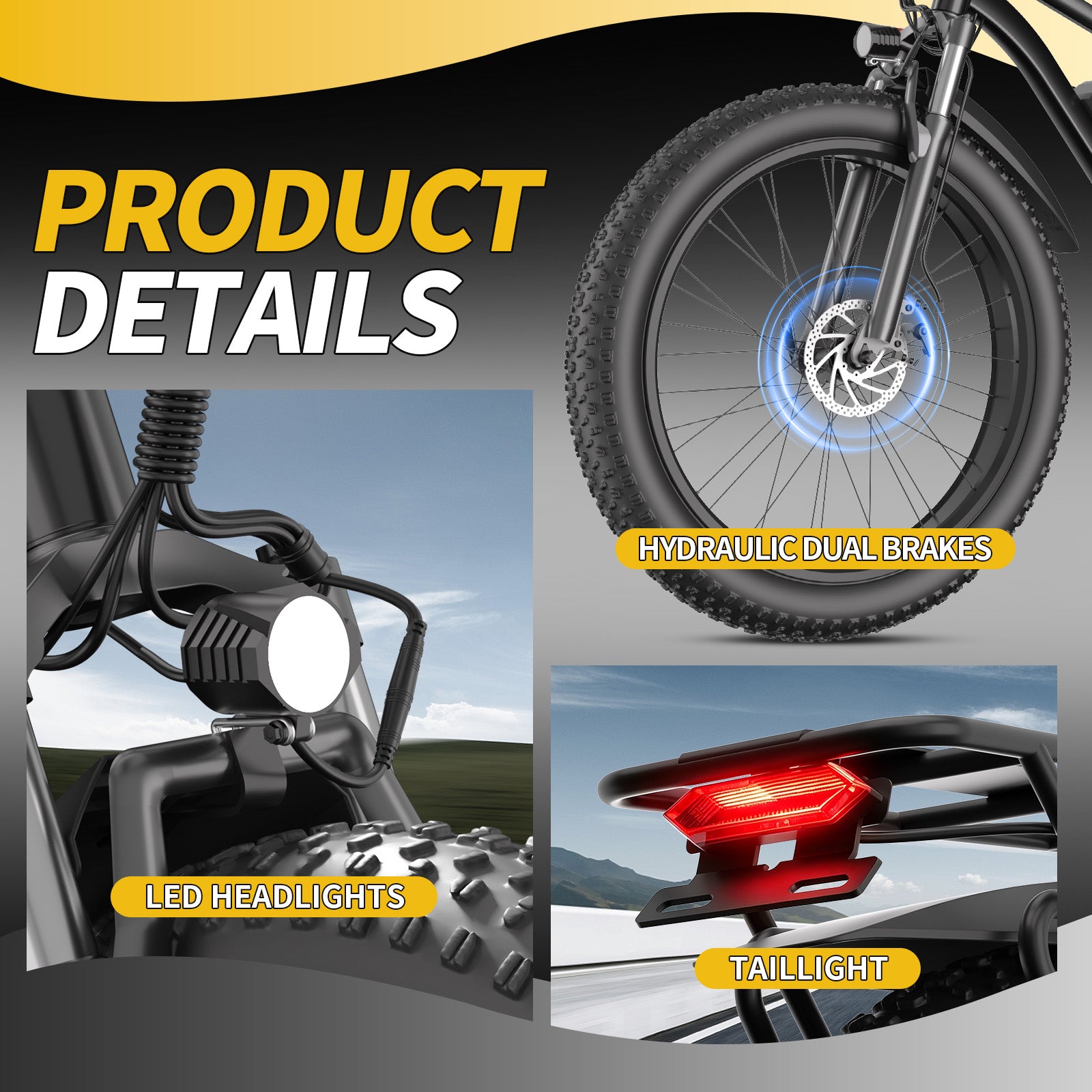 【DUDTN】1500W Peak Fat Tire Electric Bike, 48V 15AH Detachable Battery 32MPH All Terrain E-Bike, Full Suspension Aluminum Frame Electric Mountain Bicycle with Hydraulic Disc Brakes