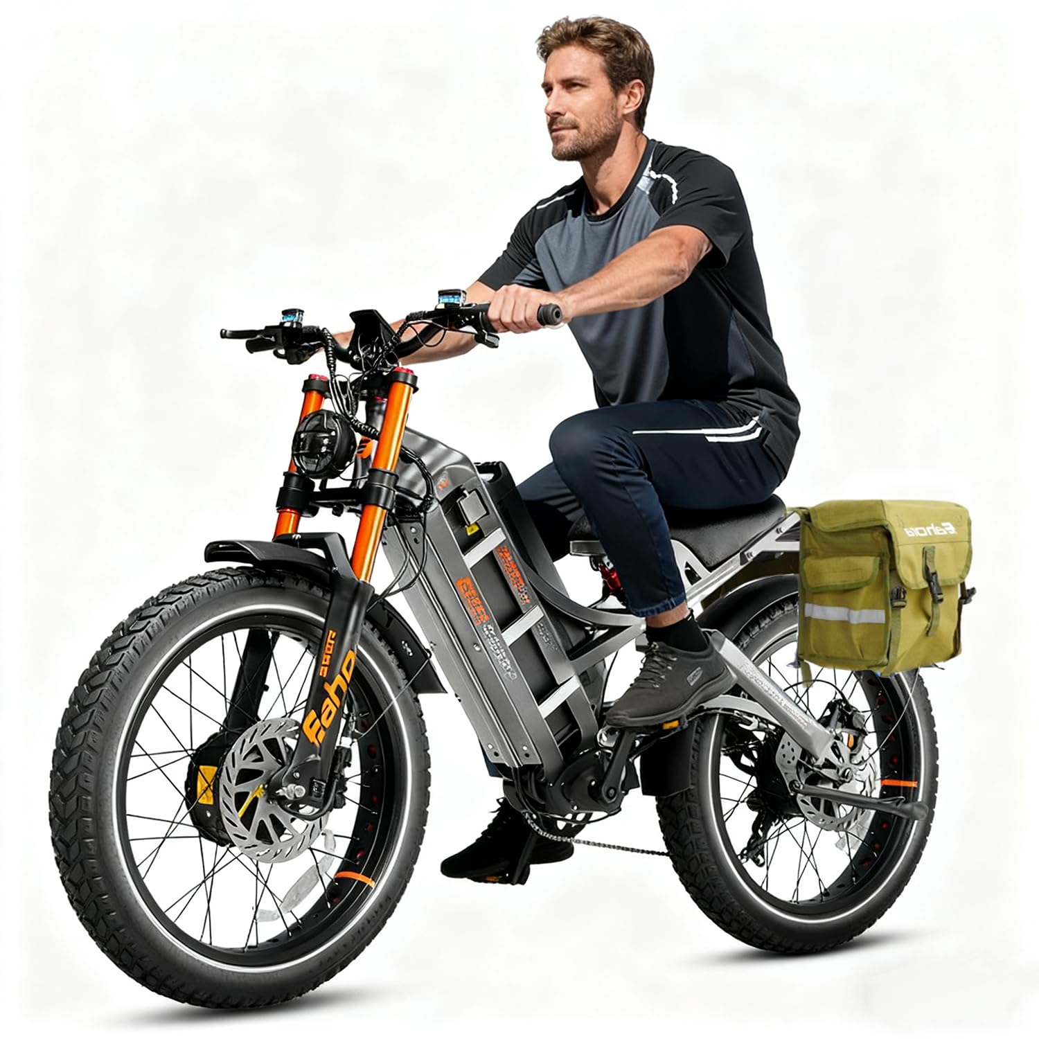 2026 eAhora Romeo Dual-Motor Ebike - 50Mph 5600W 60-80AH 250Miles Long Range Electric Bike for Adults, Full Suspension Hydraulic Brakes Electric Bicycle, 26" Mountain Bike for Off-Road Commuting