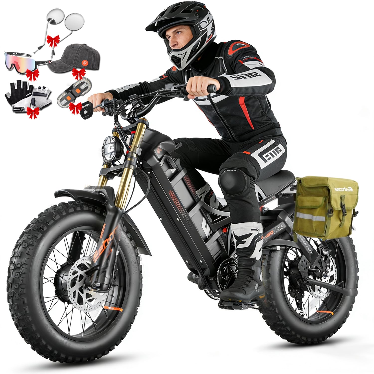 2026 eAhora Romeo Dual-Motor Ebike - 50Mph 5600W 60-80AH 250Miles Long Range Electric Bike for Adults, Full Suspension Hydraulic Brakes Electric Bicycle, 26" Mountain Bike for Off-Road Commuting