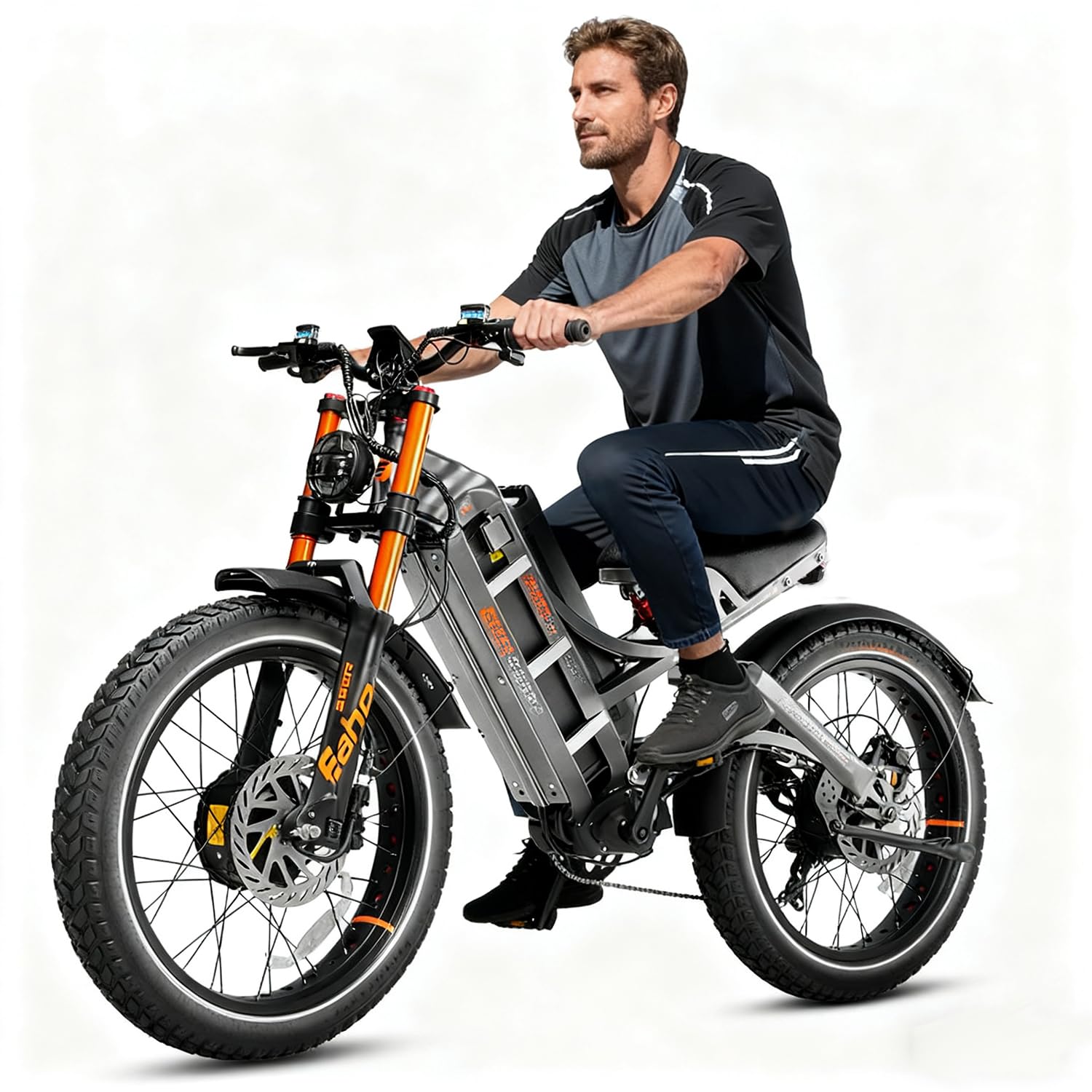 2026 eAhora Romeo Dual-Motor Ebike - 50Mph 5600W 60-80AH 250Miles Long Range Electric Bike for Adults, Full Suspension Hydraulic Brakes Electric Bicycle, 26" Mountain Bike for Off-Road Commuting