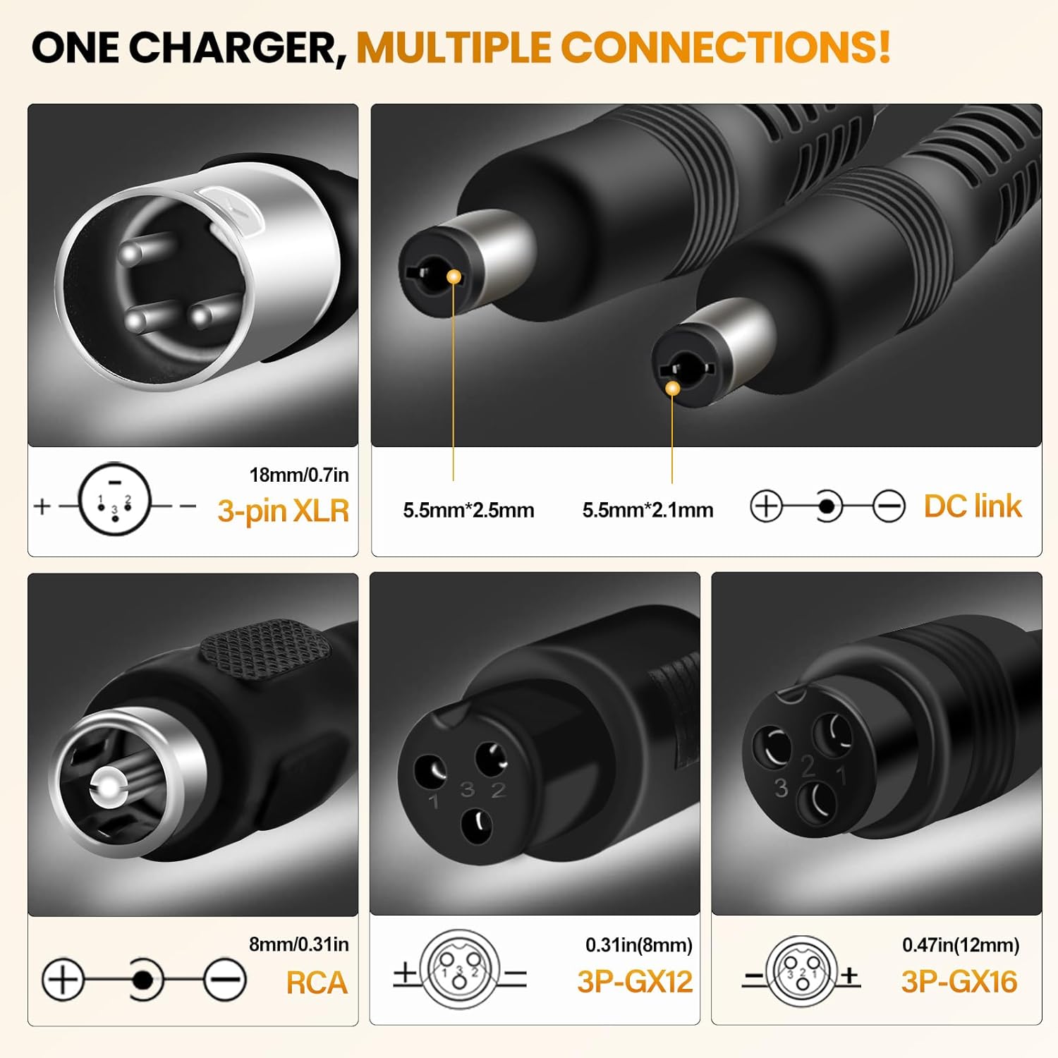 54.6V 2A Charger for 48V Lithium-ion Battery ebike Charger Electric Bike Charger Electric Scooter Charger Hoverboard Charger Replacement Charger with 6 Connectors