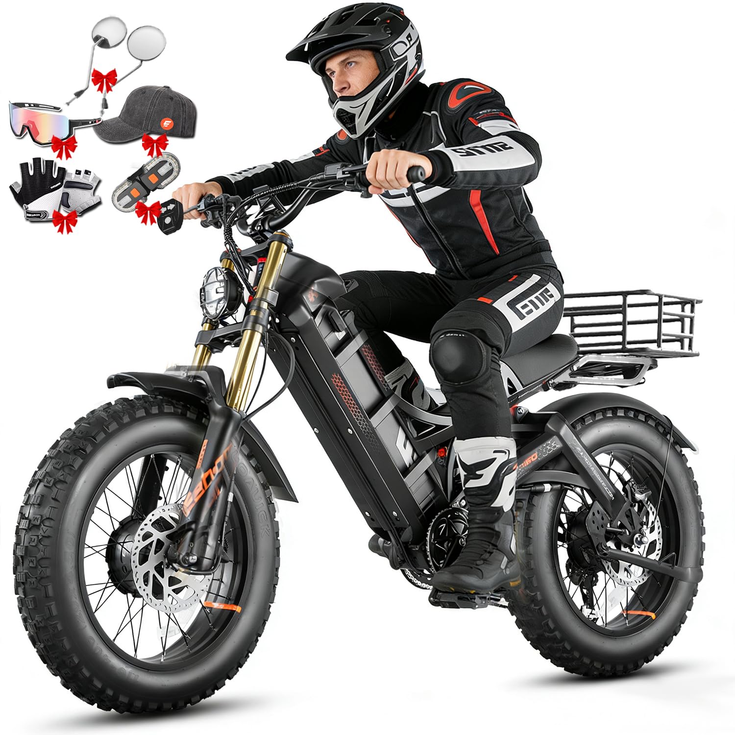2026 eAhora Romeo Dual-Motor Ebike - 50Mph 5600W 60-80AH 250Miles Long Range Electric Bike for Adults, Full Suspension Hydraulic Brakes Electric Bicycle, 26" Mountain Bike for Off-Road Commuting