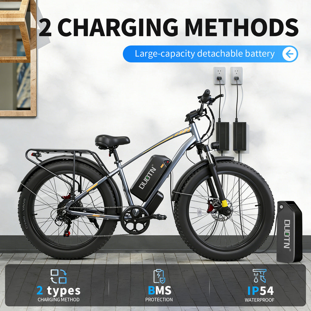 【DUDTN】 1500W Fat Tire Electric Bike, 48V 18.2AH Detachable Battery 50KM/H 26"×4.0 All Terrain E-Bike, Aluminum Frame Hydraulic Disc Brake Electric Mountain Bicycle