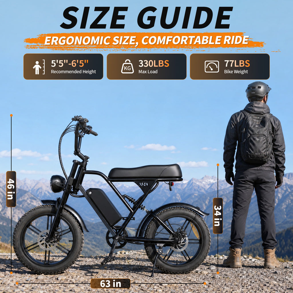 【DUDTN】1500W Peak Retro Fat Tire Electric Bike, 48V 20AH Detachable Battery 28MPH Full Suspension E-Bike, 20"×4.0 All Terrain Electric Bicycle with 3 Color Options, Hydraulic Disc Brakes