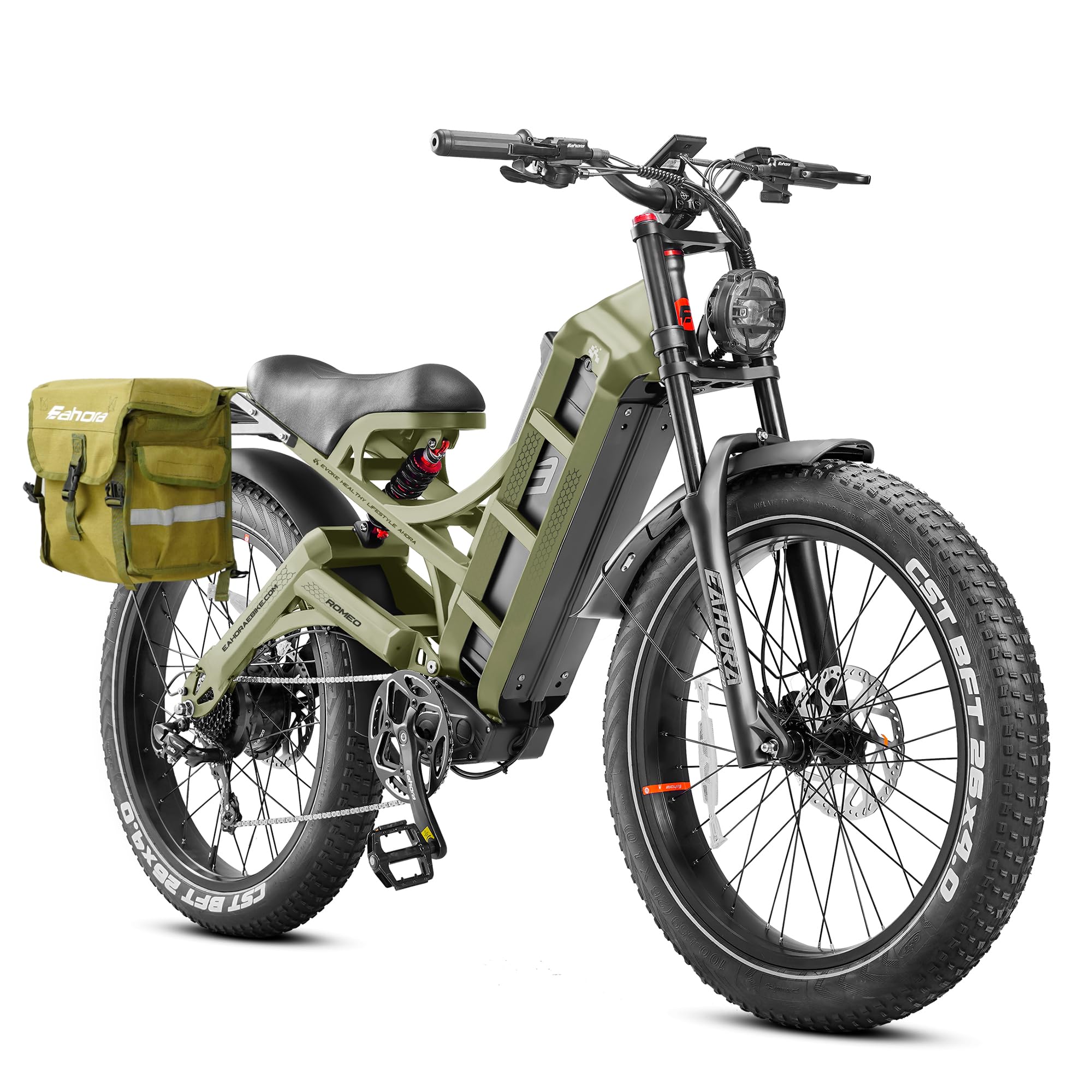 2026 eAhora Romeo Dual-Motor Ebike - 50Mph 5600W 60-80AH 250Miles Long Range Electric Bike for Adults, Full Suspension Hydraulic Brakes Electric Bicycle, 26" Mountain Bike for Off-Road Commuting