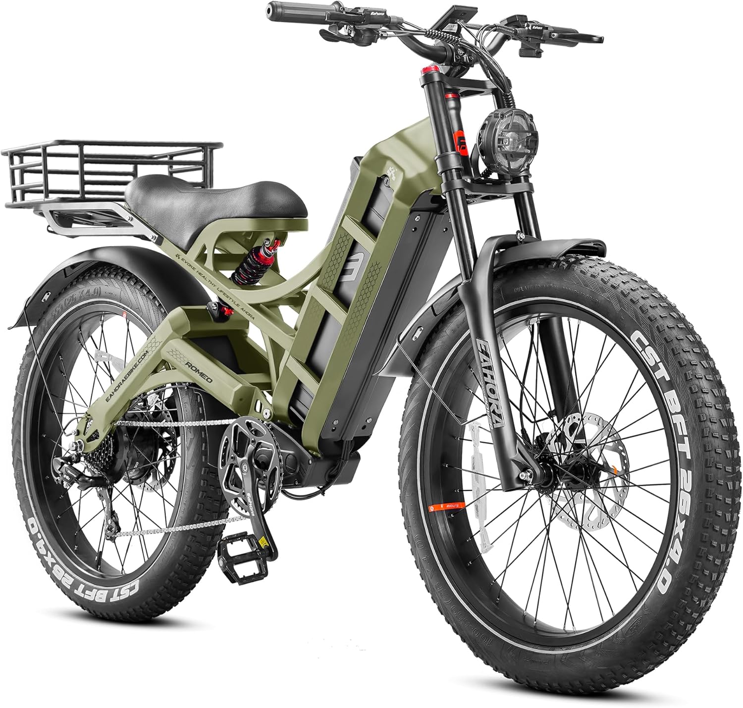 2026 eAhora Romeo Dual-Motor Ebike - 50Mph 5600W 60-80AH 250Miles Long Range Electric Bike for Adults, Full Suspension Hydraulic Brakes Electric Bicycle, 26" Mountain Bike for Off-Road Commuting