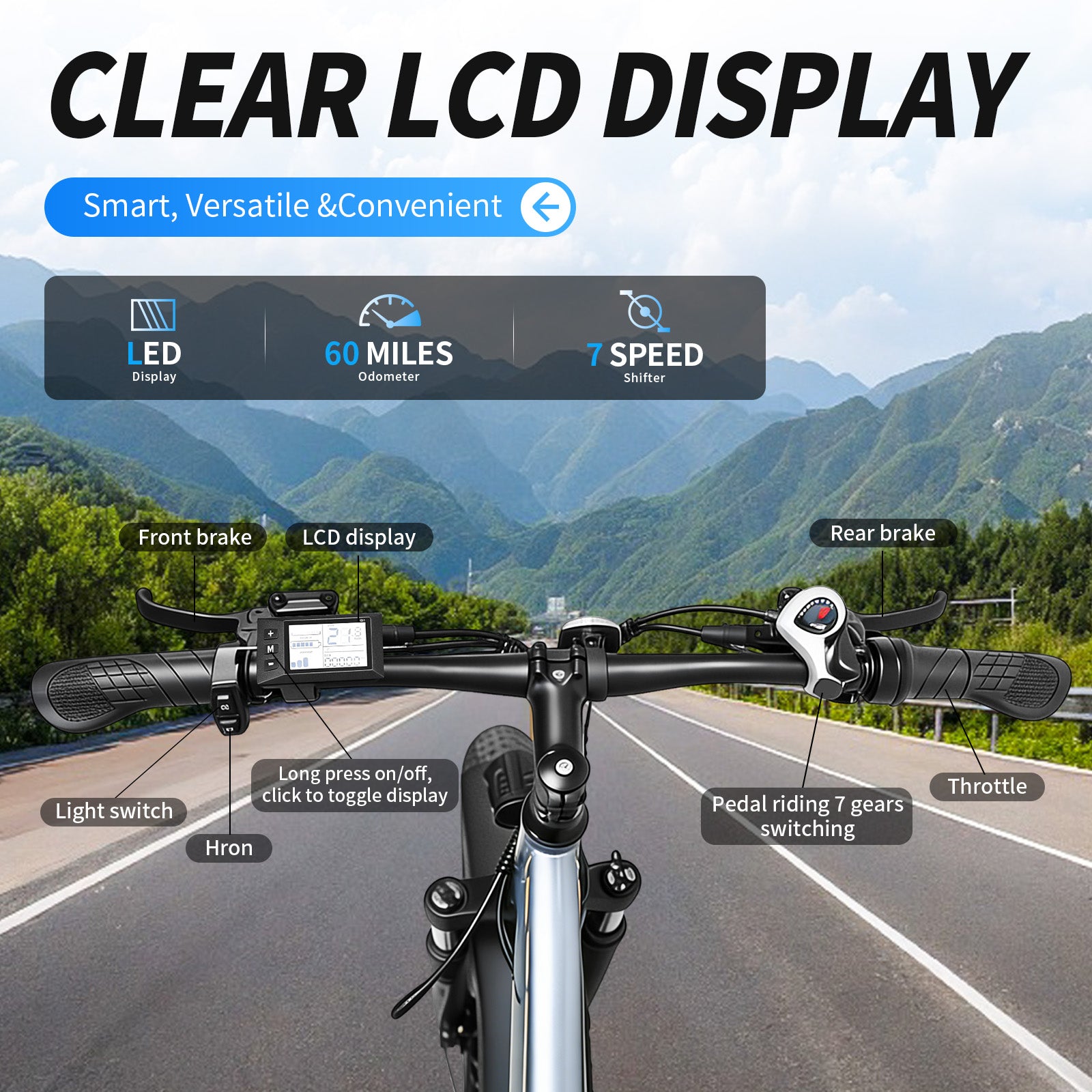 【DUDTN】 1500W Fat Tire Electric Bike, 48V 18.2AH Detachable Battery 50KM/H 26"×4.0 All Terrain E-Bike, Aluminum Frame Hydraulic Disc Brake Electric Mountain Bicycle