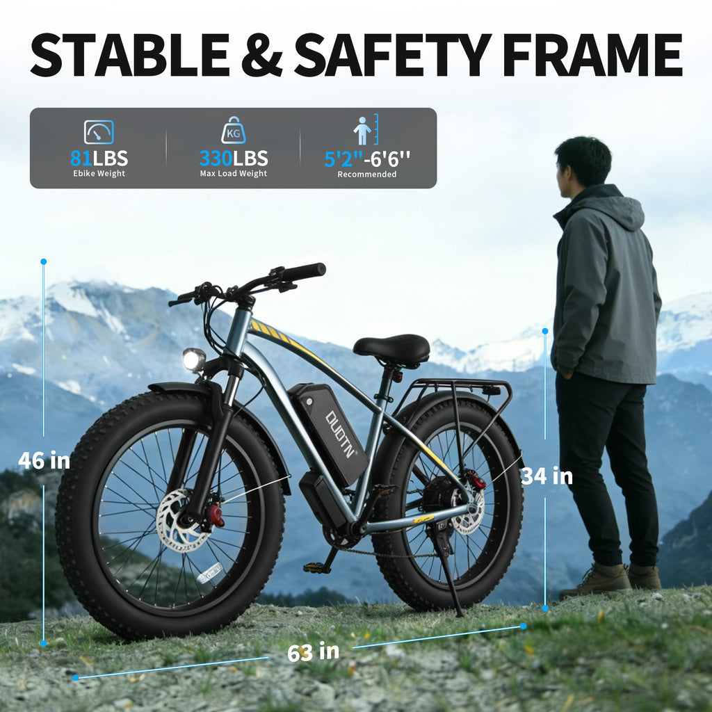 【DUDTN】 1500W Fat Tire Electric Bike, 48V 18.2AH Detachable Battery 50KM/H 26"×4.0 All Terrain E-Bike, Aluminum Frame Hydraulic Disc Brake Electric Mountain Bicycle