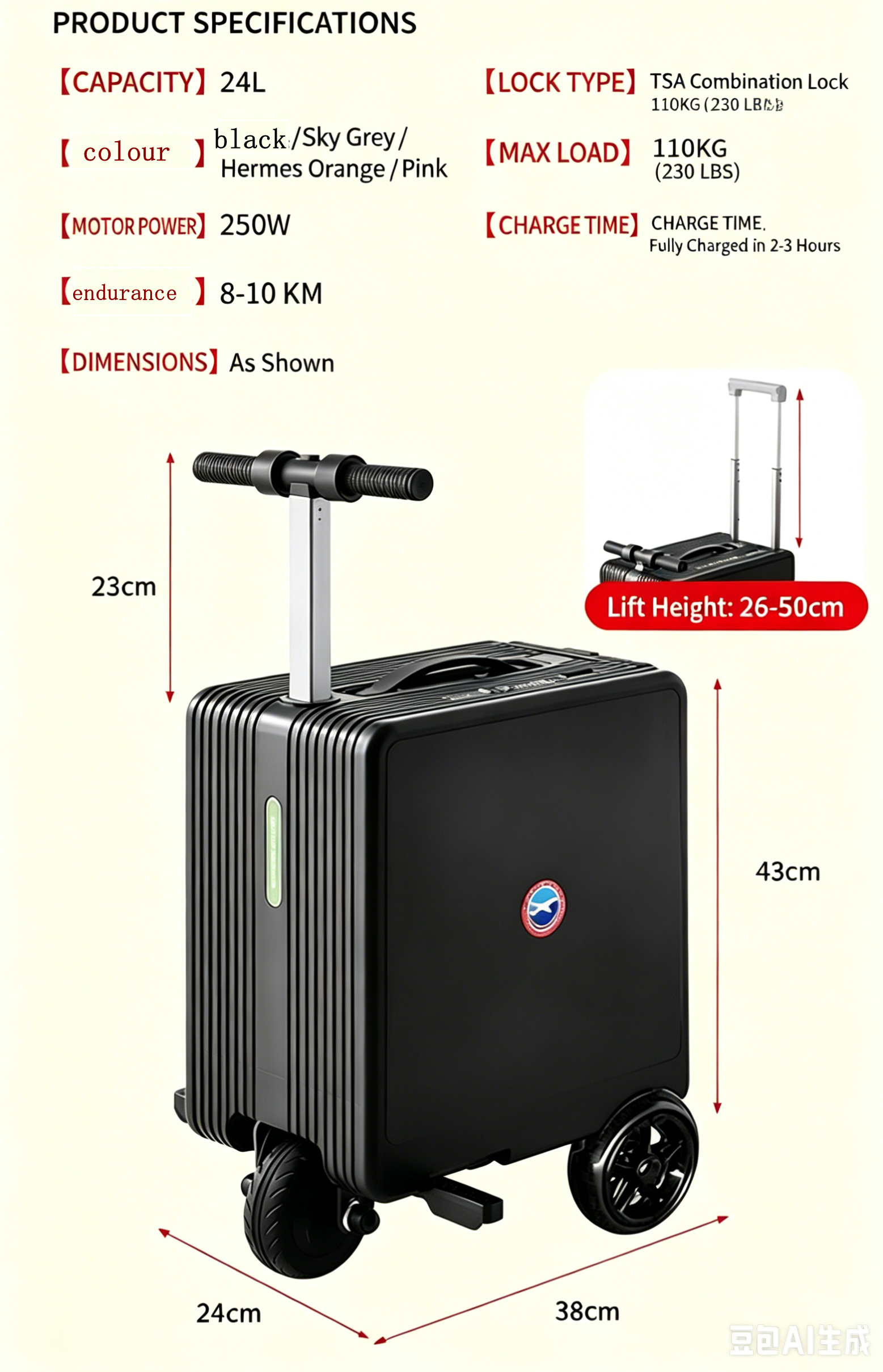 【DUDTN】Built-in capacity of 20 liters. Intelligent electric cycling suitcase can be used for human transportation, tie rod password case,                                               large capacity universal wheel business suitcase.