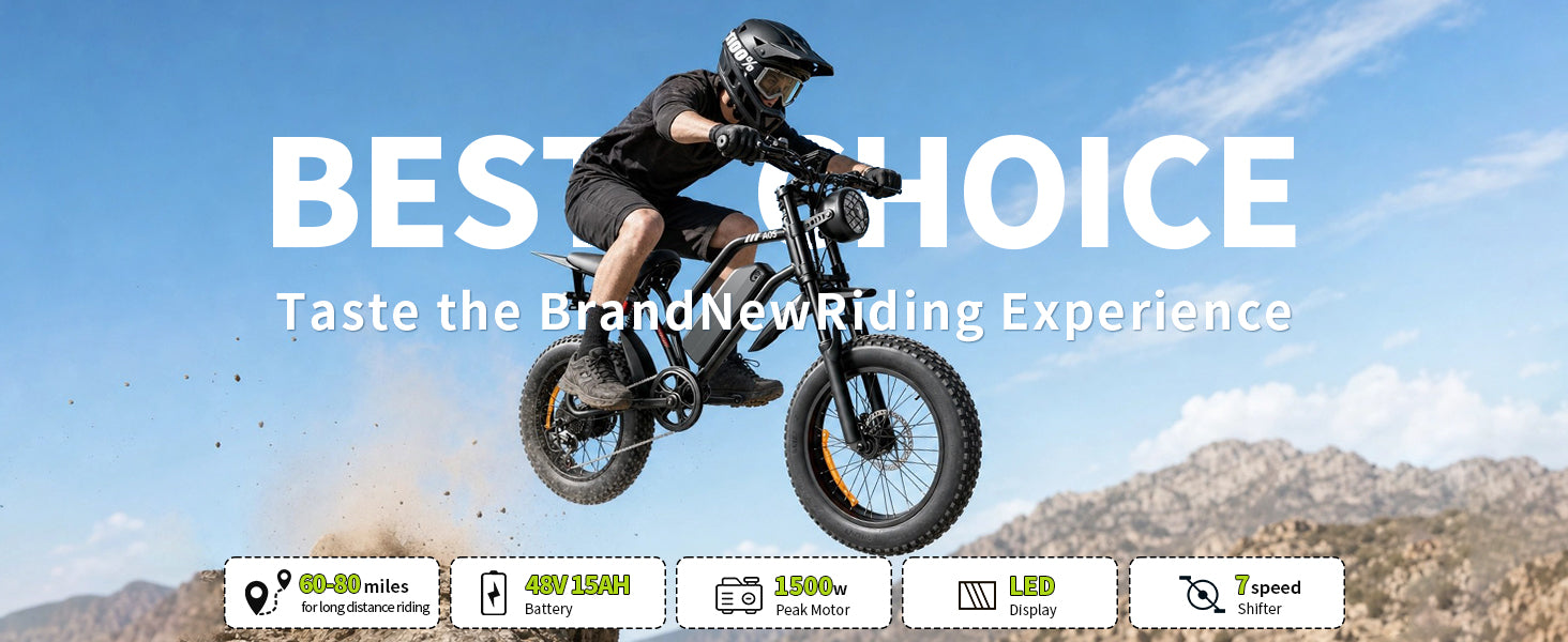 【DUDTN】1500W Peak Fat Tire Electric Bike, Fat-tired assist vehicle.48V 15AH Removable Battery E-Bike, 31MPH Full Suspension All-Terrain Electric Bicycle with Hydraulic Disc Brakes