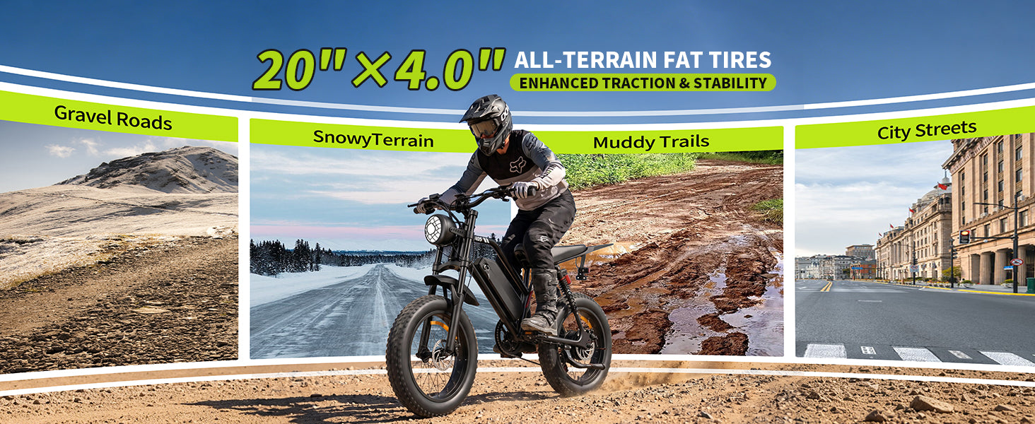 【DUDTN】1500W Peak Fat Tire Electric Bike, Fat-tired assist vehicle.48V 15AH Removable Battery E-Bike, 31MPH Full Suspension All-Terrain Electric Bicycle with Hydraulic Disc Brakes