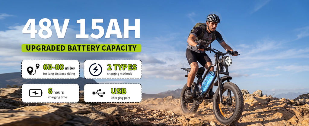 【DUDTN】1500W Peak Fat Tire Electric Bike, Fat-tired assist vehicle.48V 15AH Removable Battery E-Bike, 31MPH Full Suspension All-Terrain Electric Bicycle with Hydraulic Disc Brakes