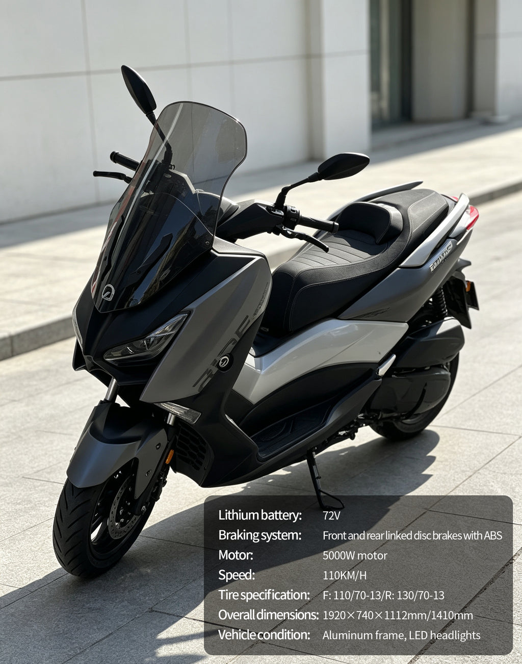 【DUDTN】5000W High Speed Maxi Scooter Electric Motorcycle | 120KM/H Top Speed, Over 250KM Range, 72V60AH Lithium Battery, ABS Linked Disc Brakes Adult E-Scooter Free shipping, no additional fees.