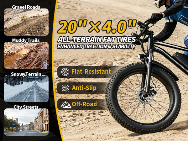 【DUDTN】1500W Peak Fat Tire Electric Bike, 48V 15AH Detachable Battery 32MPH All Terrain E-Bike, Full Suspension Aluminum Frame Electric Mountain Bicycle with Hydraulic Disc Brakes