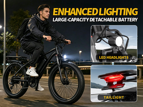 【DUDTN】1500W Peak Fat Tire Electric Bike, 48V 15AH Detachable Battery 32MPH All Terrain E-Bike, Full Suspension Aluminum Frame Electric Mountain Bicycle with Hydraulic Disc Brakes