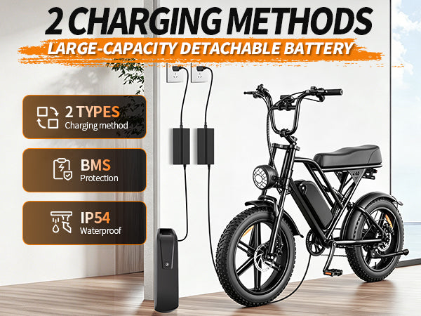 【DUDTN】1500W Peak Retro Fat Tire Electric Bike, 48V 20AH Detachable Battery 28MPH Full Suspension E-Bike, 20"×4.0 All Terrain Electric Bicycle with 3 Color Options, Hydraulic Disc Brakes