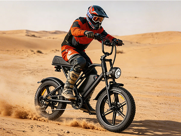 【DUDTN】1500W Peak Retro Fat Tire Electric Bike, 48V 20AH Detachable Battery 28MPH Full Suspension E-Bike, 20"×4.0 All Terrain Electric Bicycle with 3 Color Options, Hydraulic Disc Brakes