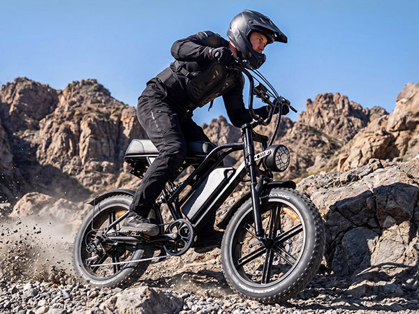 【DUDTN】1500W Peak Retro Fat Tire Electric Bike, 48V 20AH Detachable Battery 28MPH Full Suspension E-Bike, 20"×4.0 All Terrain Electric Bicycle with 3 Color Options, Hydraulic Disc Brakes