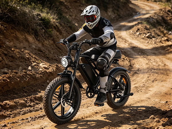 【DUDTN】1500W Peak Retro Fat Tire Electric Bike, 48V 20AH Detachable Battery 28MPH Full Suspension E-Bike, 20"×4.0 All Terrain Electric Bicycle with 3 Color Options, Hydraulic Disc Brakes