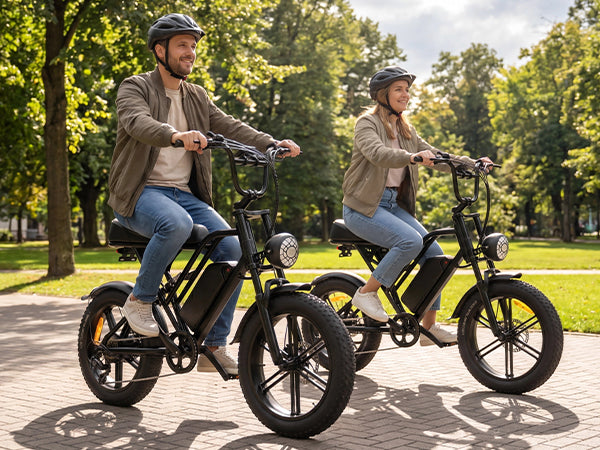 【DUDTN】1500W Peak Retro Fat Tire Electric Bike, 48V 20AH Detachable Battery 28MPH Full Suspension E-Bike, 20"×4.0 All Terrain Electric Bicycle with 3 Color Options, Hydraulic Disc Brakes