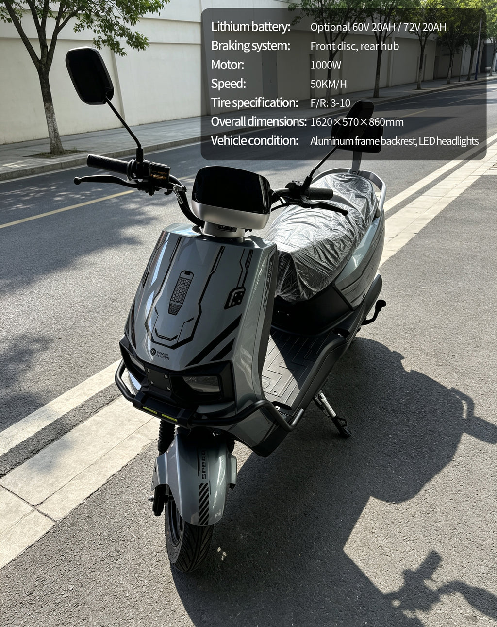 【DUDTN】1000W Adult Electric Scooter Motorcycle | Max Speed 60KM/H, Available options.Range, Front Disc Brake Commuter E-Bike with LED Headlight & Backrest Free shipping, no additional fees.