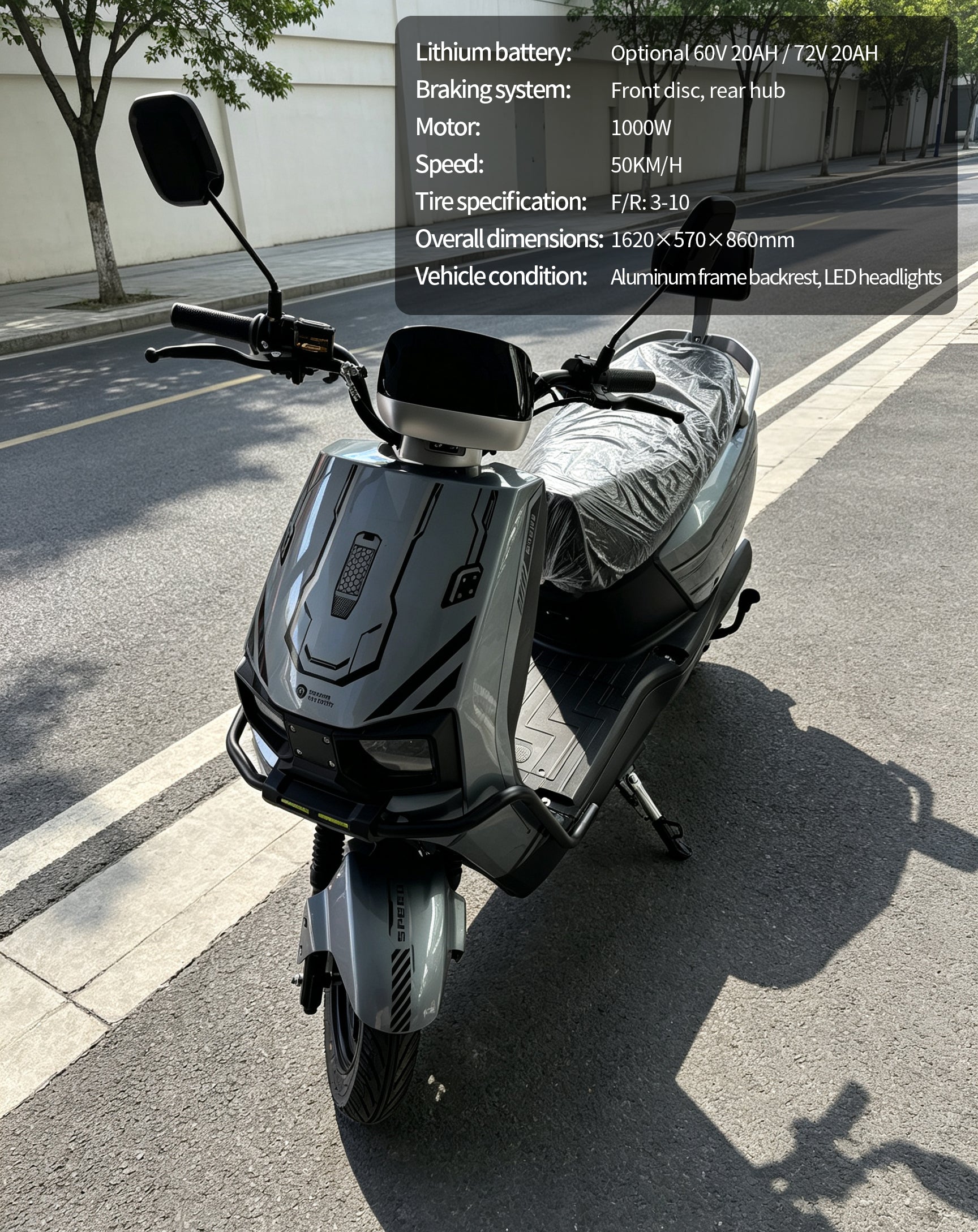 【DUDTN】1000W Adult Electric Scooter Motorcycle | Max Speed 60KM/H, Available options.Range, Front Disc Brake Commuter E-Bike with LED Headlight & Backrest Free shipping, no additional fees.