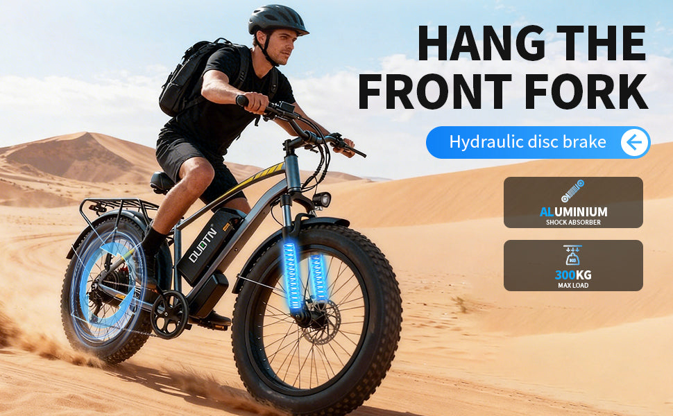 【DUDTN】 1500W Fat Tire Electric Bike, 48V 18.2AH Detachable Battery 50KM/H 26"×4.0 All Terrain E-Bike, Aluminum Frame Hydraulic Disc Brake Electric Mountain Bicycle
